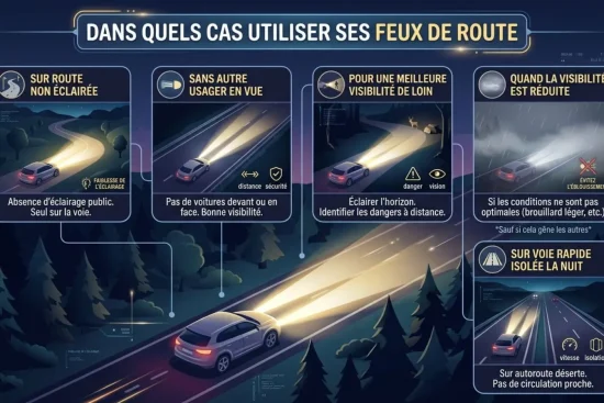 Dans quels cas utiliser ses feux de route : règles et bonnes pratiques